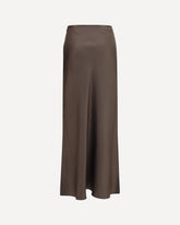 Silk twill A-line maxi Skirt - BROWN | Base Blu