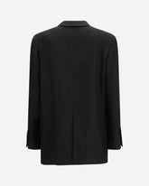 Double-breasted linen Blazer - BLACK | Base Blu