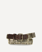 Engraved metal and leather Belt - BROWN | Base Blu