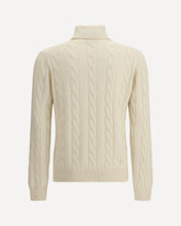 Braided Turtleneck Sweater - WHITE | Base Blu