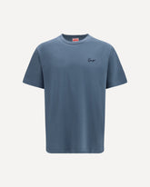 Kenzo signature embroidered cotton T-shirt - BLUE | Base Blu