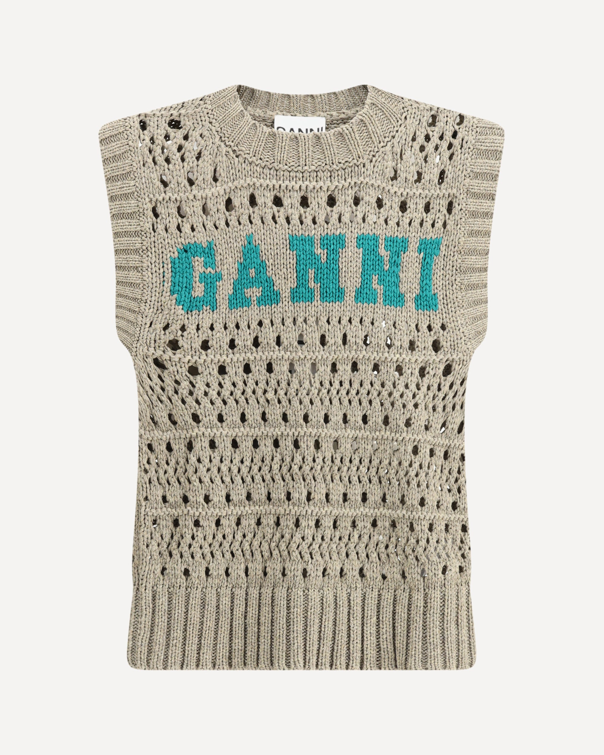 GANNI Knit Vest BEIGE Base Blu