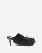 Fur-trimmed mules Sandals - BLACK | Base Blu