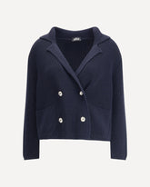 Short Cardigan with hook-and-eye closure - BLUE | Base Blu