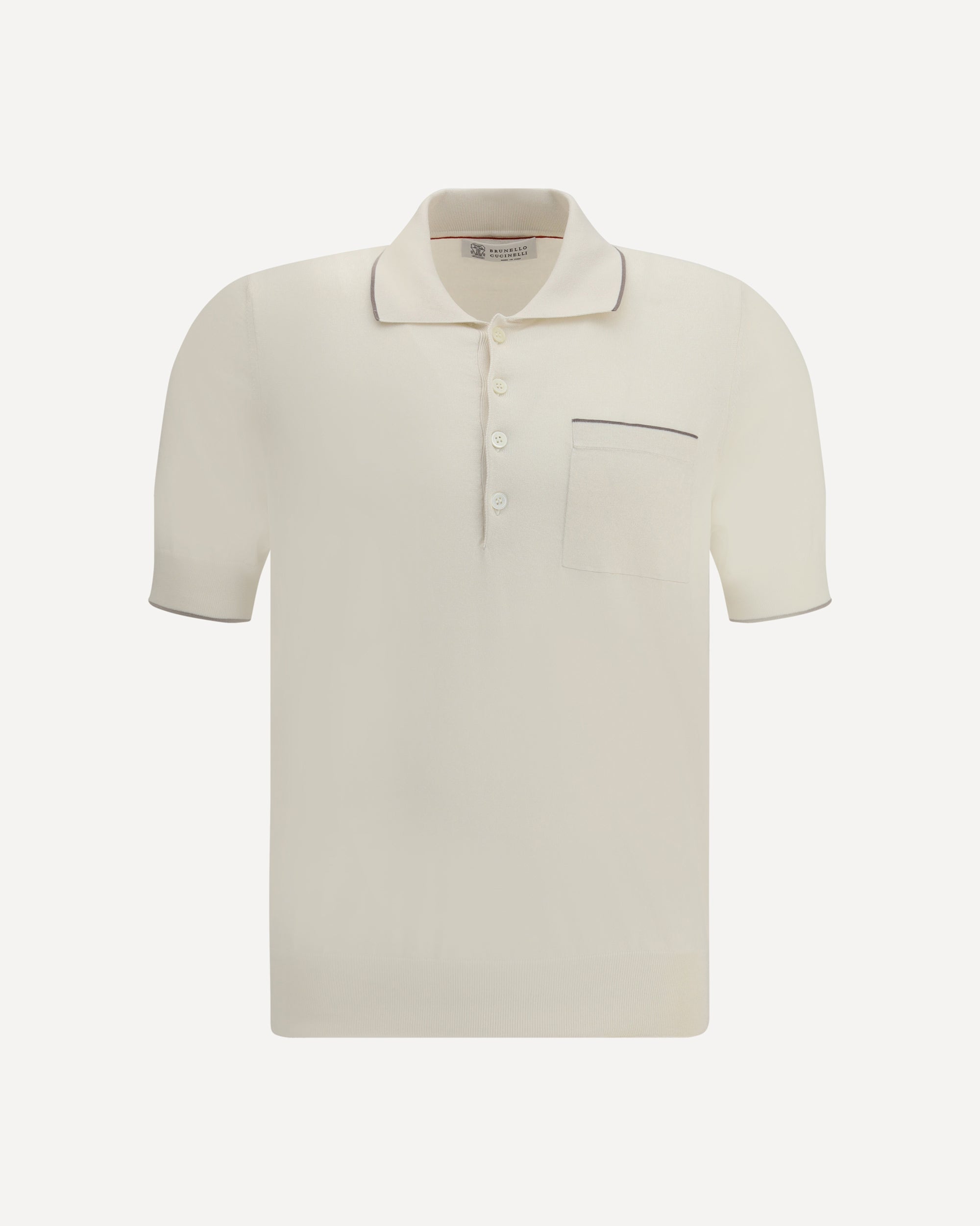 BRUNELLO CUCINELLI Polo Shirt whit pocket CREAM | Base Blu