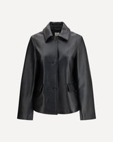Grained leather Jacket - BLACK | Base Blu