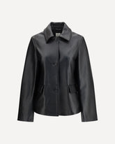 Grained leather Jacket - BLACK | Base Blu