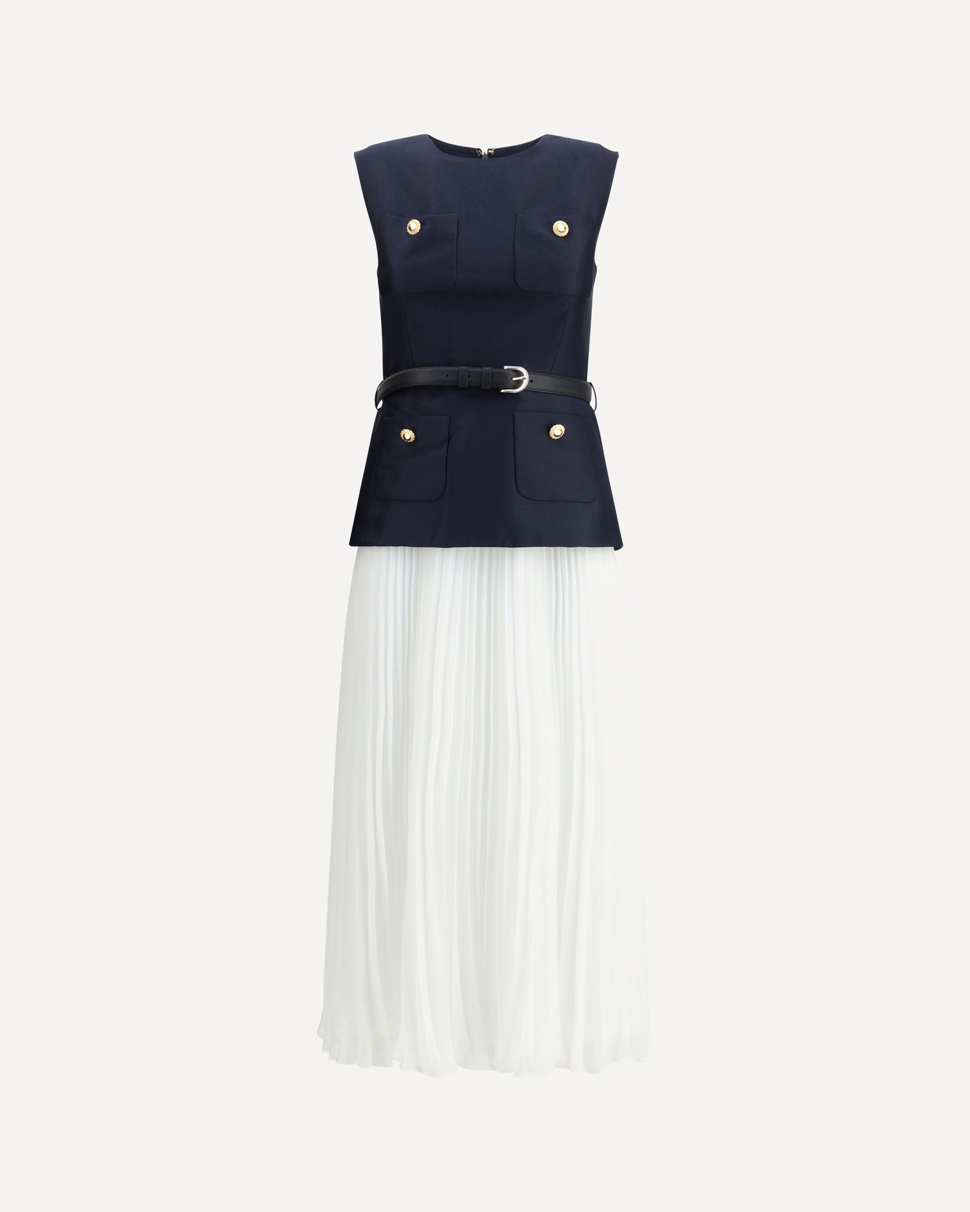 knee length dresses for ladies SELF-PORTRAIT Pleated midi Dress BLUE
