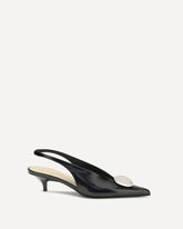 Dome Slash Slingbacks in Polished Calf - BLACK | Base Blu