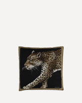 Cuscino in canvas con leopardo - NERO | Base Blu