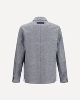 Crossover Shirt Jacket in linen wool and silk - GREY | Base Blu
