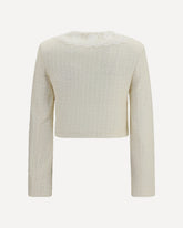 Giacca con colletto in pizzo bouclé - CREMA  | Base Blu