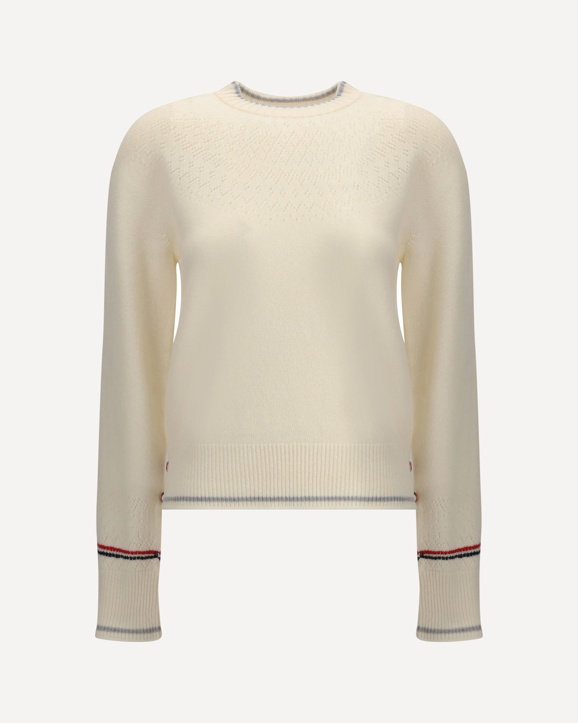 THOM BROWNE Pointelle wool Sweater WHITE | Base Blu THOM BROWNE Pointelle wool Sweater WHITE | Base Blu