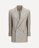 Olimpia double-breasted chevron linen Blazer - BEIGE | Base Blu