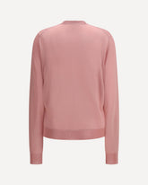 Cardigan girocollo in viscosa con logo ricamato - ROSA | Base Blu