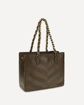Laseine Chevron nappa Shopping Bag - BROWN | Base Blu