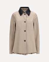 Cotton Gabardine Shirt with Pleated Back - BEIGE | Base Blu