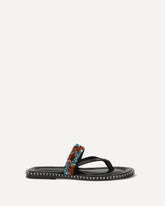 Slip-on leather Sandals with sequins - BLACK | Base Blu
