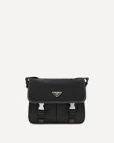 Re-Nylon and Saffiano Shoulder Bag - BLACK | Base Blu