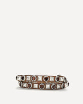 Leather Belt with jeweled studs - BROWN | Base Blu