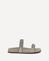 Laurel leaf monili-embellished Slides - GREY | Base Blu