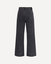 Jeans cropped a vita alta in denim - NERO | Base Blu