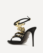 Incanto silk satin Sandals with foliage jewel detail - BLACK | Base Blu