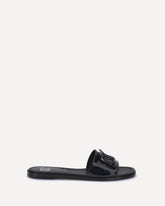 Patent leathe VLogo slide Sandals - BLACK | Base Blu