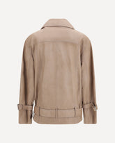 Leather biker Jacket - BEIGE | Base Blu