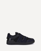 Leather and mesh Sneakers - BLACK | Base Blu