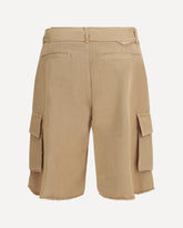 Belted button Cargo Shorts - BEIGE | Base Blu