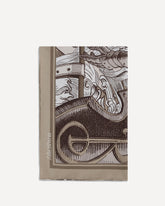Foulard in seta con stampa incisione cavaliere - BEIGE | Base Blu