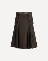Duchesse Nylon Pleated Skirt - BROWN | Base Blu
