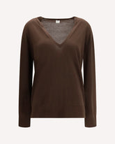 V-neck cashmere-blend Sweater - BROWN | Base Blu