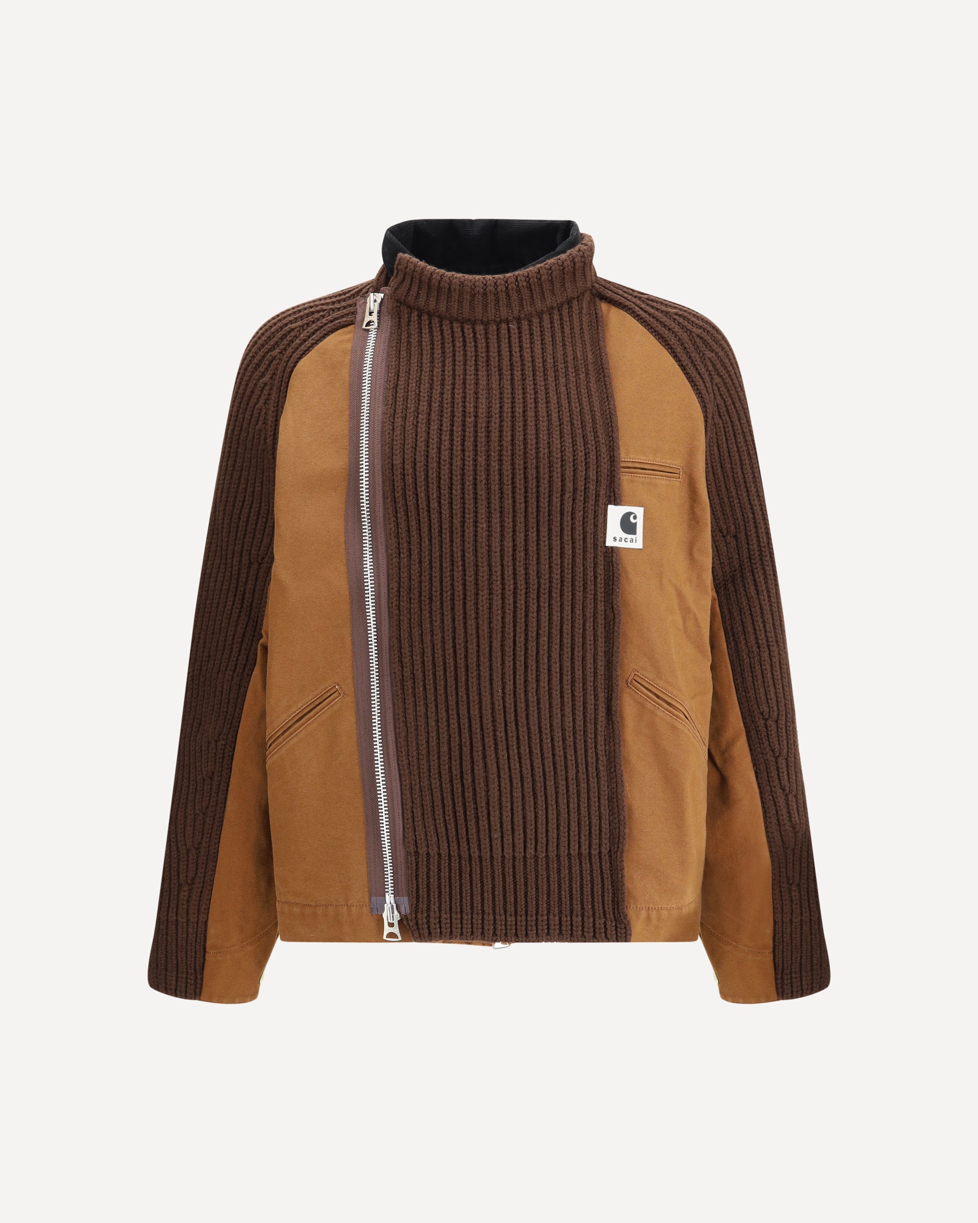 ジャケット・アウター Carhartt sacai Wool Knit Blouson SACAI WIP Washed Duck x Wool Knit Jacket by Sacai x Carhartt