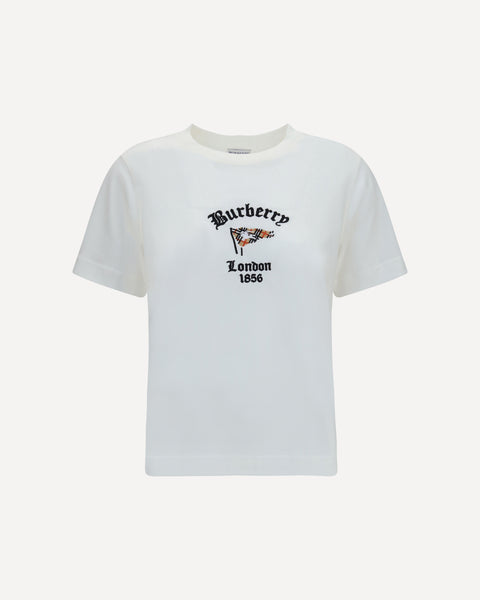 BURBERRY Cotton T-Shirt with Check Flag WHITE | Base Blu