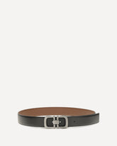 Cintura in pelle reversibile con logo - NERO | Base Blu