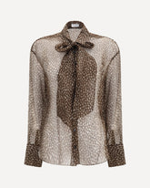 Dapple silk organza Shirt with neck tie - BROWN | Base Blu