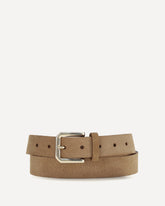 Reverse Calfskin Belt with Square Buckle - BEIGE | Base Blu