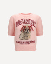 Alpaca graphic knit T-shirt - PINK | Base Blu