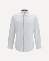 Cotton Shirt with Check trims - WHITE | Base Blu
