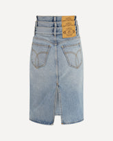 Gonna midi in denim con triplo strato - AZZURRO | Base Blu