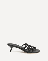 Anagram Petal Leather Slide Sandals - BLACK | Base Blu