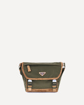 Re-Nylon and leather medium Shoulder Bag - GREEN | Base Blu