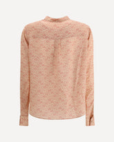 Blouse with foliage print and refined stand-up collar - PINK | Base Blu