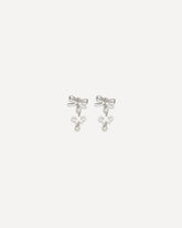 Double Bow Pearl Earrings - SILVER | Base Blu