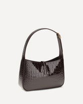 Borsa a Spalla 5 À 7 in vernice goffrata coccodrillo - BORDEAUX | Base Blu