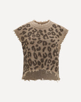 Gilet in cashmere fantasia animalier - BEIGE | Base Blu