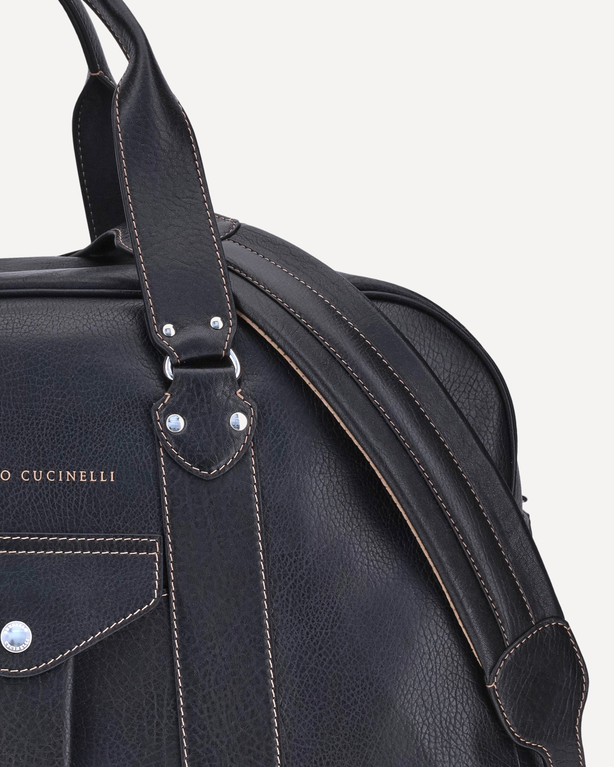 BRUNELLO CUCINELLI Leather Travel Bag BLACK | Base Blu