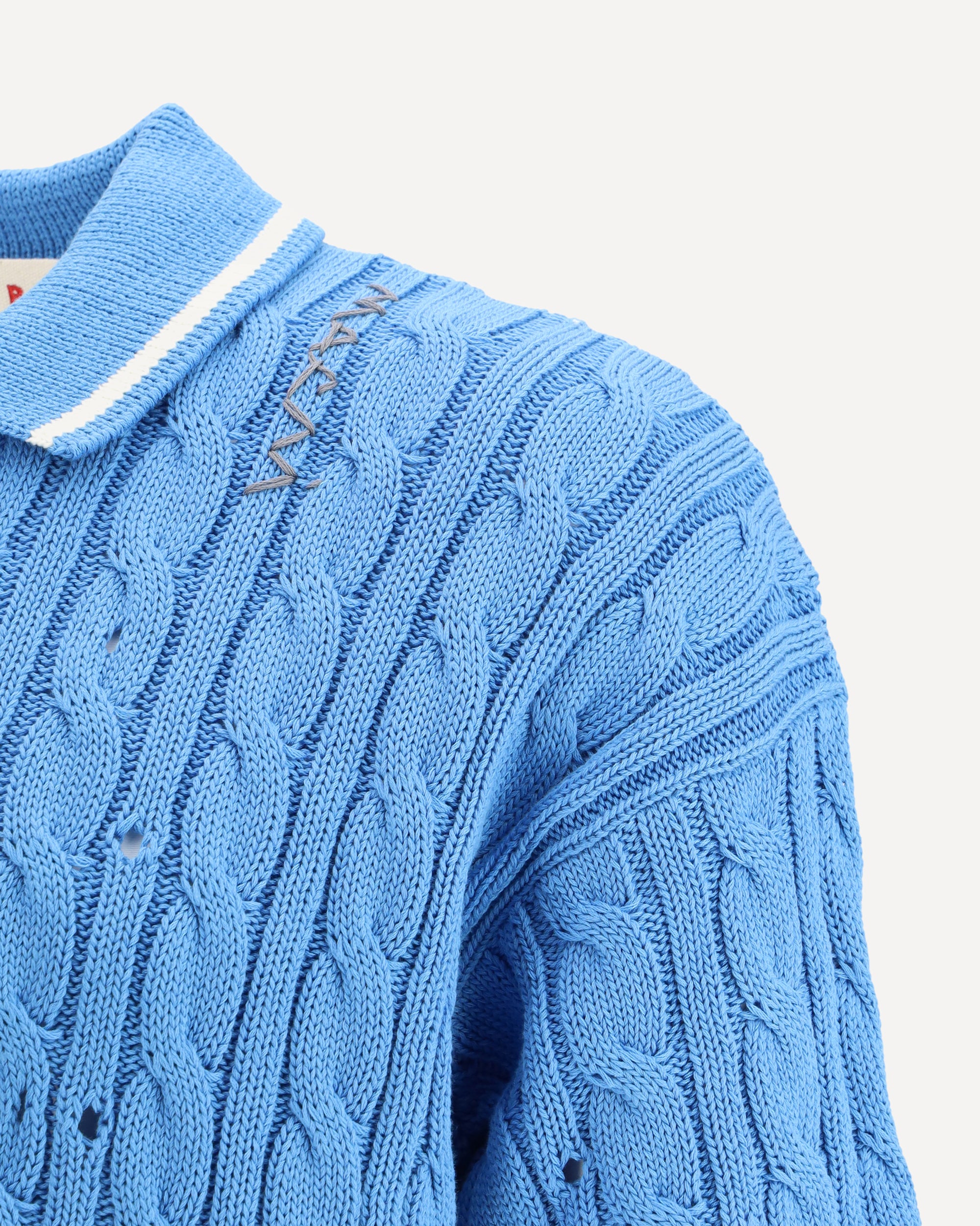 MARNI Knit Polo Shirt LIGHT BLUE | Base Blu